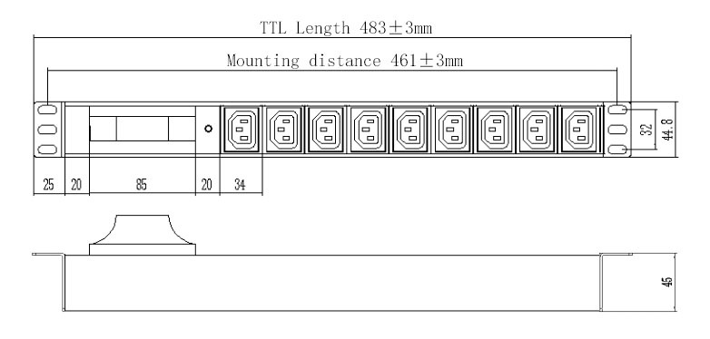 Блок распределения питания PDU-16AH9-9C3-1P-C20
